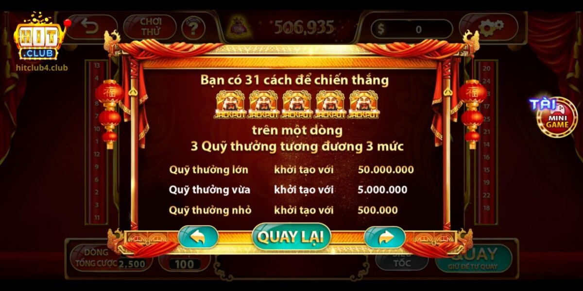 3 mức quỹ thưởng chính trong slot game thần tài